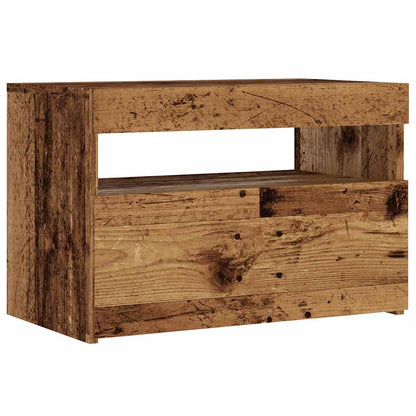 Tv-meubel met LED 60x35x40 cm bewerkt hout oud hout