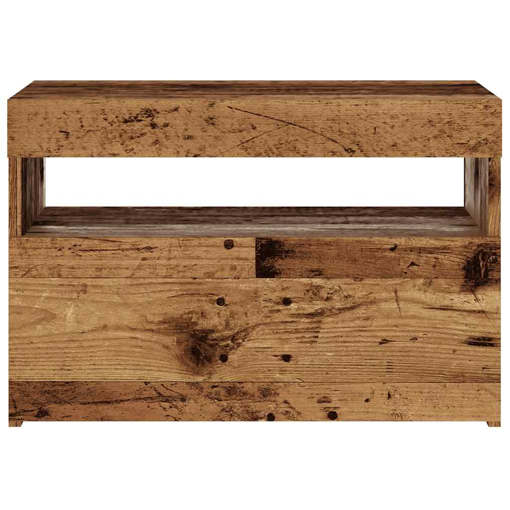 Tv-meubel met LED 60x35x40 cm bewerkt hout oud hout