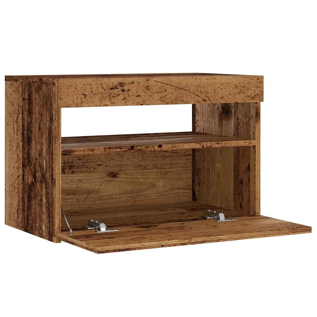 Tv-meubel met LED 60x35x40 cm bewerkt hout oud hout
