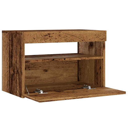 Tv-meubel met LED 60x35x40 cm bewerkt hout oud hout