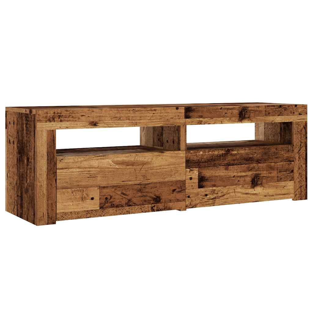 Tv-meubel met LED 120x35x40 cm bewerkt hout oud hout