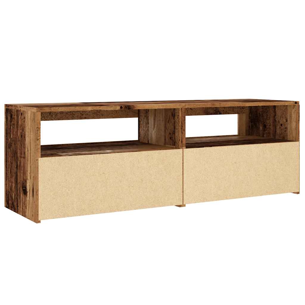 Tv-meubel met LED 120x35x40 cm bewerkt hout oud hout