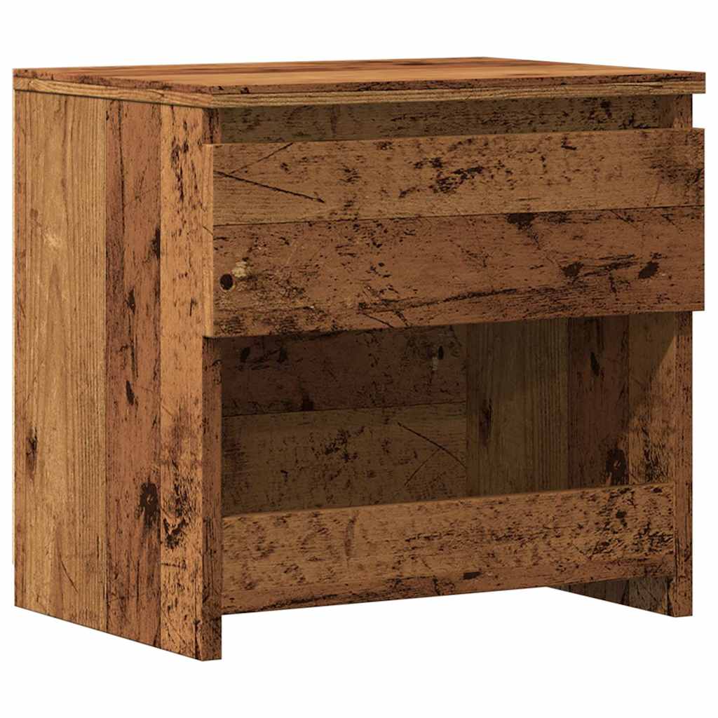 Nachtkastje 40x30x39 cm bewerkt hout oud houtkleurig