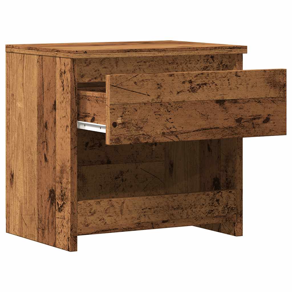 Nachtkastje 40x30x39 cm bewerkt hout oud houtkleurig