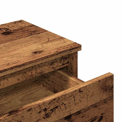 Nachtkastje 40x30x39 cm bewerkt hout oud houtkleurig