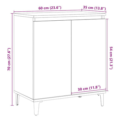 Dressoir 60x35x70 cm bewerkt hout oud houtkleurig