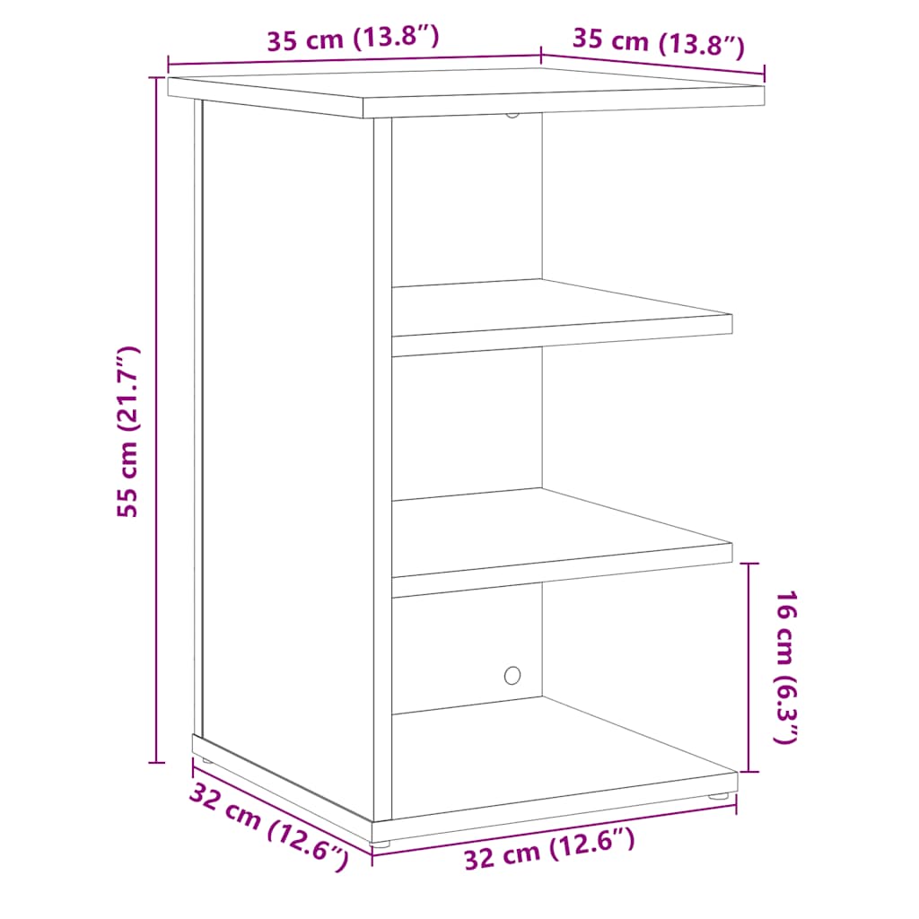 Dressoir 35x35x55 cm bewerkt hout artisanaal eikenkleur