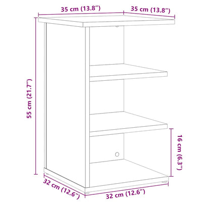 Dressoir 35x35x55 cm bewerkt hout artisanaal eikenkleur