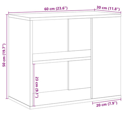 Bijzetkast 60x30x50 cm bewerkt hout artisanaal eikenkleur