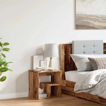 Nachtkastje 40x30x40 cm bewerkt hout oud houtkleurig