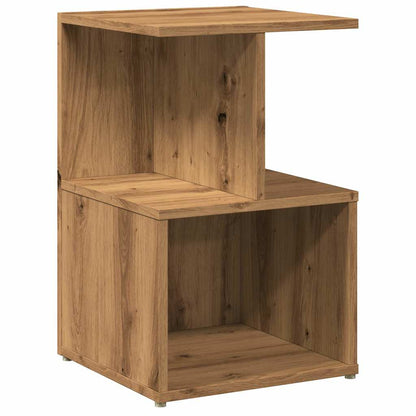 Nachtkastje 35x35x55 cm bewerkt hout artisanaal eikenkleur