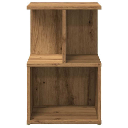 Nachtkastje 35x35x55 cm bewerkt hout artisanaal eikenkleur