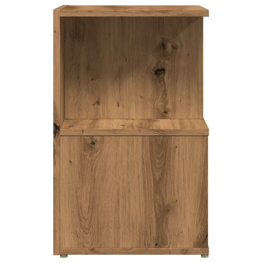 Nachtkastje 35x35x55 cm bewerkt hout artisanaal eikenkleur