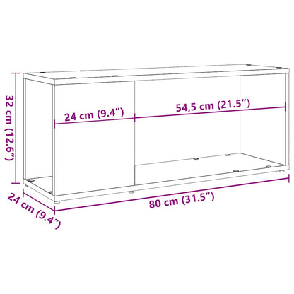 Tv-meubel 80x24x32cm bewerkt hout oud houtkleurig