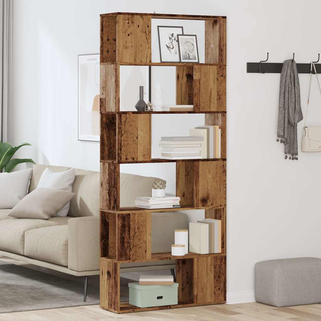 Boekenkast/kamerscherm 80x24x186 cm oud houtkleurig