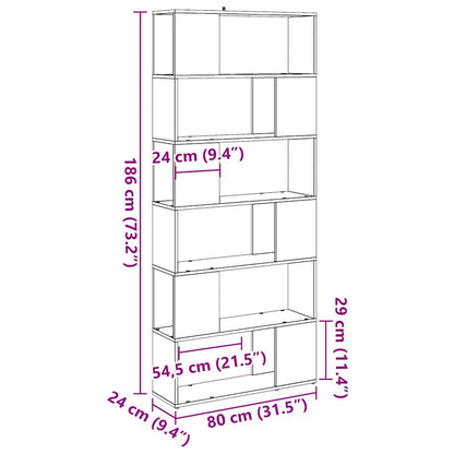 Boekenkast/kamerscherm 80x24x186 cm oud houtkleurig