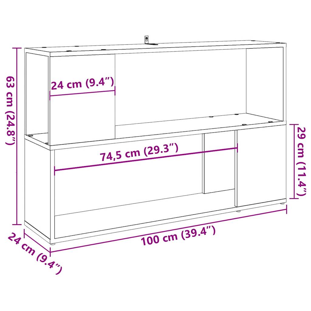 Boekenkast 100x24x63 cm bewerkt hout oud houtkleurig
