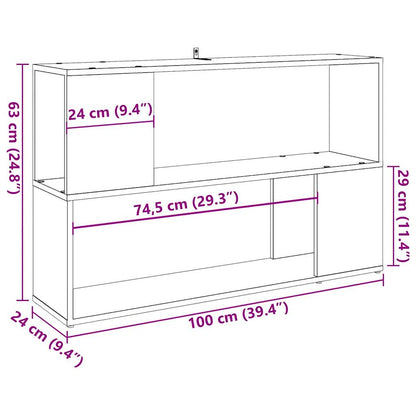 Boekenkast 100x24x63 cm bewerkt hout oud houtkleurig