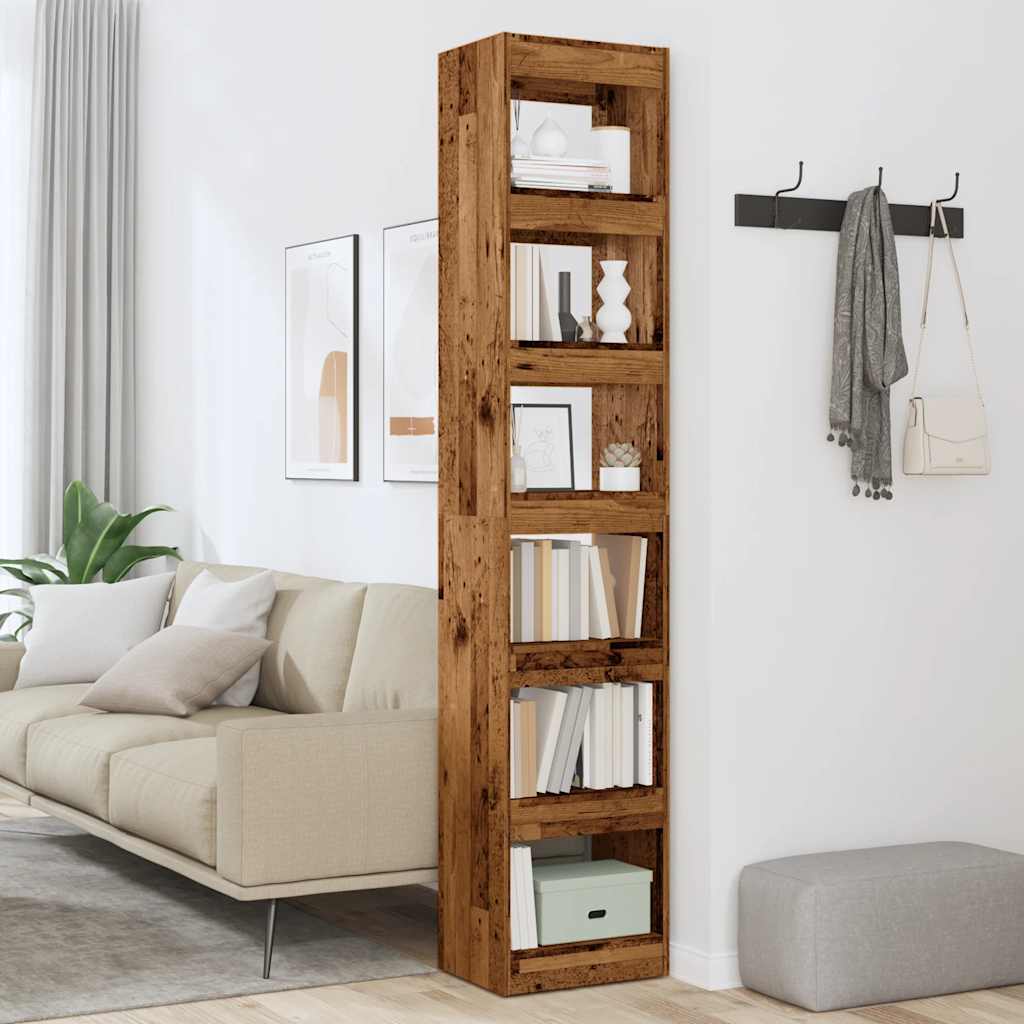 Boekenkast/kamerscherm 40x30x198 cm oud houtkleurig