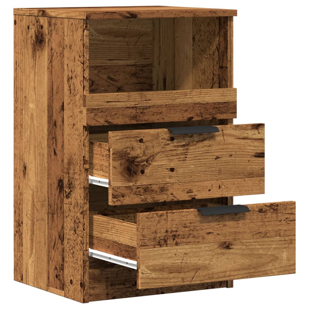 Nachtkastje 40x36x65 cm bewerkt hout oud houtkleurig