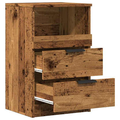 Nachtkastje 40x36x65 cm bewerkt hout oud houtkleurig
