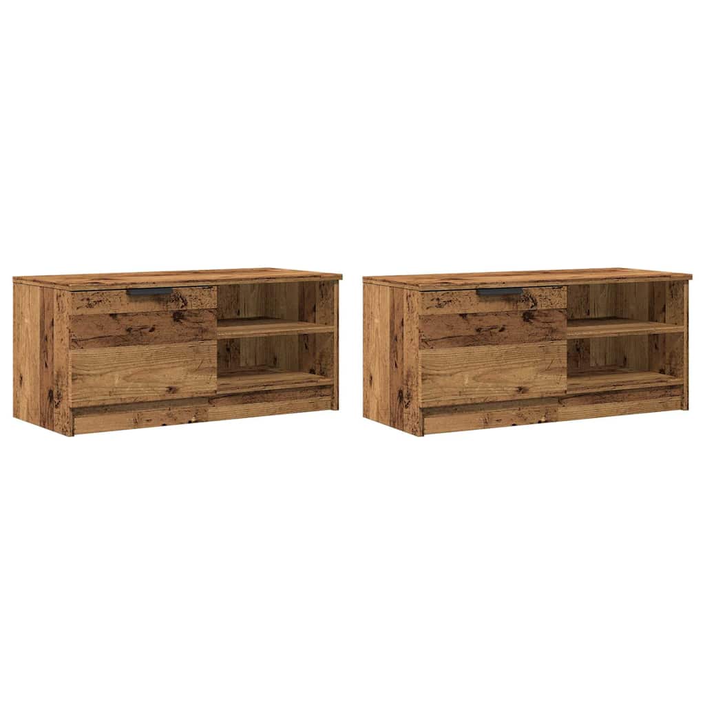 Tv-meubels 2 st 80x35x36,5 cm bewerkt hout oud houtkleurig