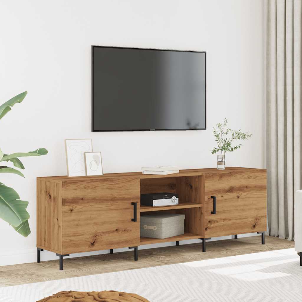 Tv-meubel 150x30x50 cm bewerkt hout artisanaal eikenkleurig