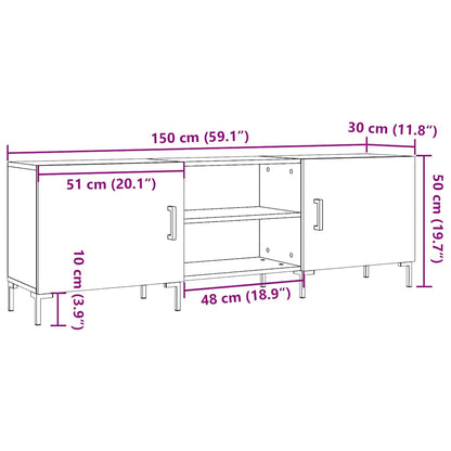Tv-meubel 150x30x50 cm bewerkt hout artisanaal eikenkleurig