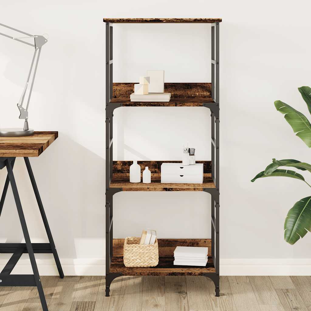 Boekenkast 50x33x117,5 cm bewerkt hout oud houtkleurig