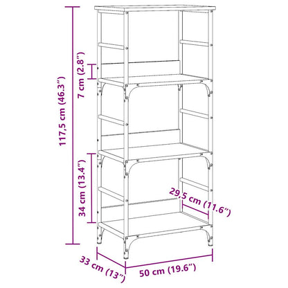 Boekenkast 50x33x117,5 cm bewerkt hout artisanaal eikenkleur