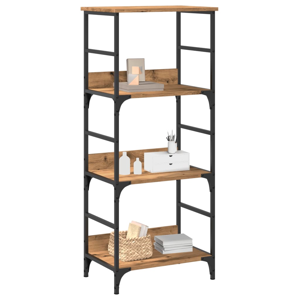 Boekenkast 50x33x117,5 cm bewerkt hout artisanaal eikenkleur