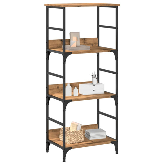 Boekenkast 50x33x117,5 cm bewerkt hout artisanaal eikenkleur