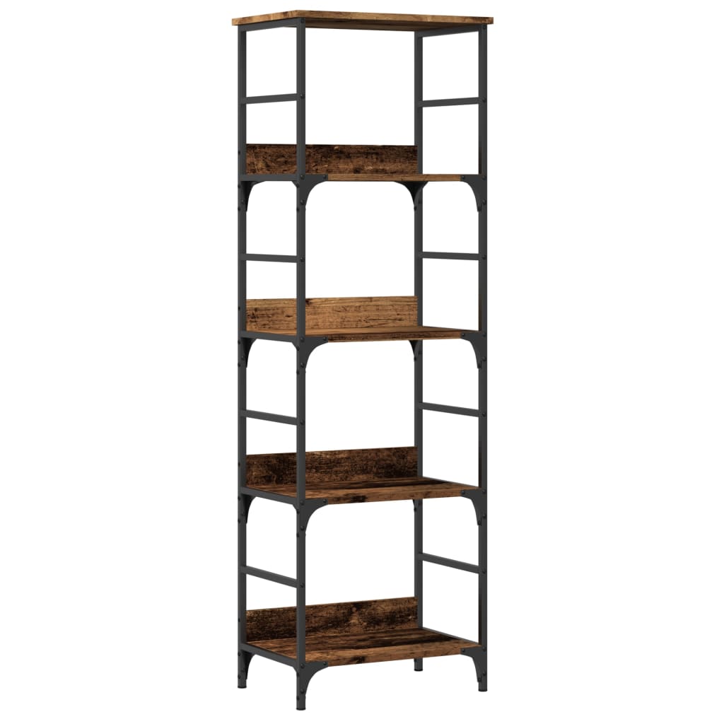 Boekenkast 50x33x153 cm bewerkt hout oud houtkleurig