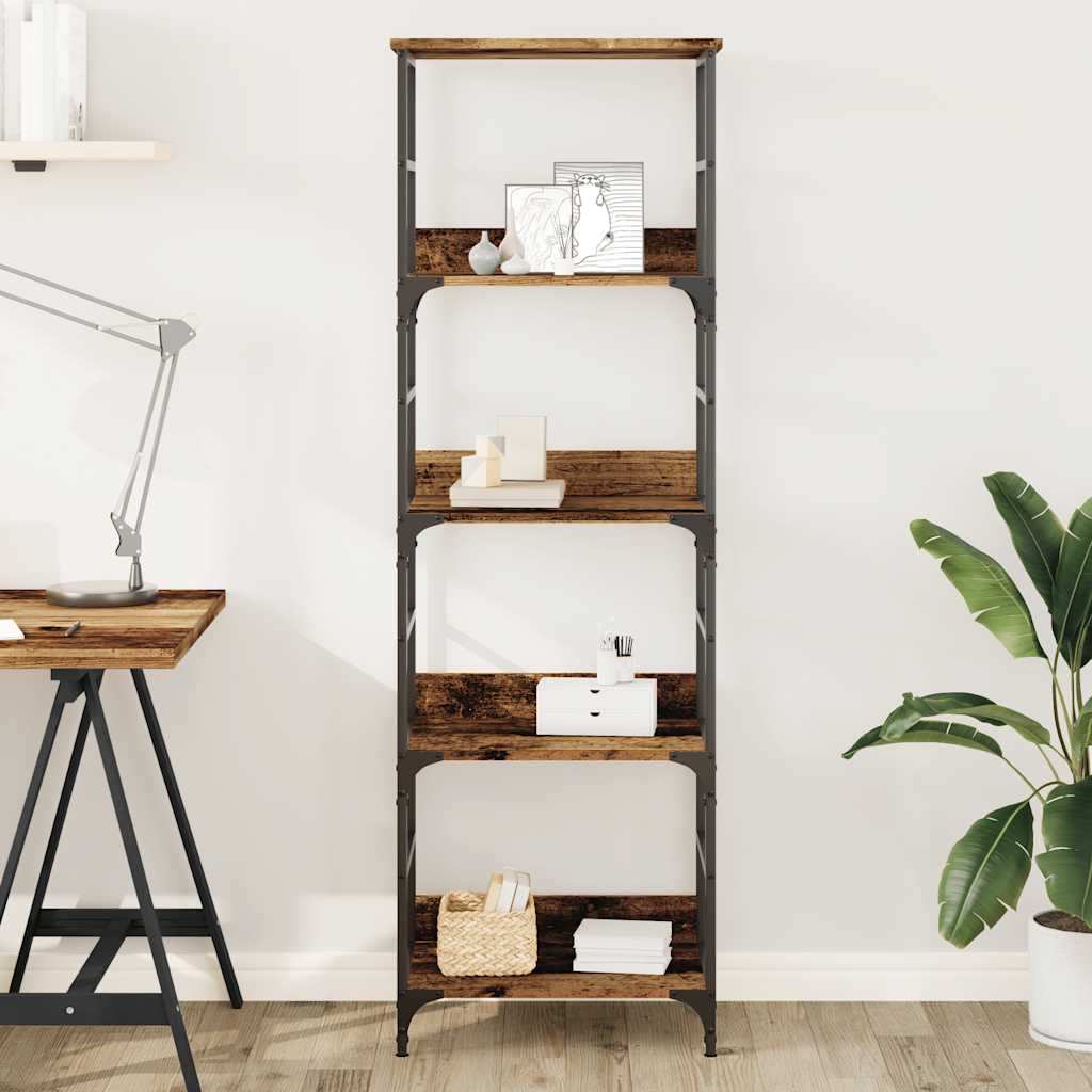 Boekenkast 50x33x153 cm bewerkt hout oud houtkleurig