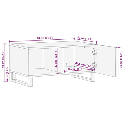 Salontafel 80x50x40 cm massief mangohout zwart