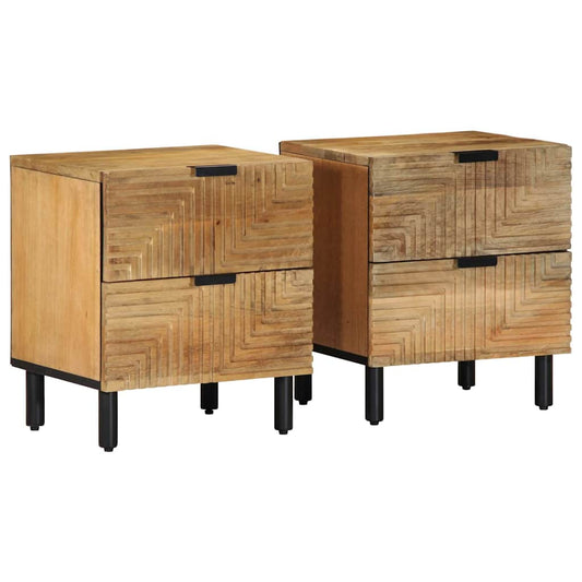 Nachtkastjes 2 st 40x33x46 cm massief mangohout bruin