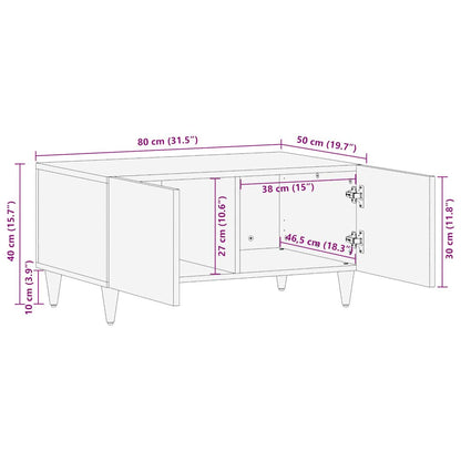Salontafel 80x50x40 cm massief mangohout lichtgrijs