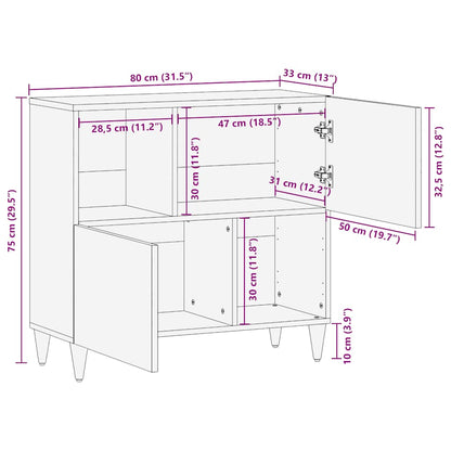 Dressoir 80x33x75 cm massief mangohout