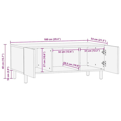 Salontafel 100x54x40 cm massief ruw mangohout zwart