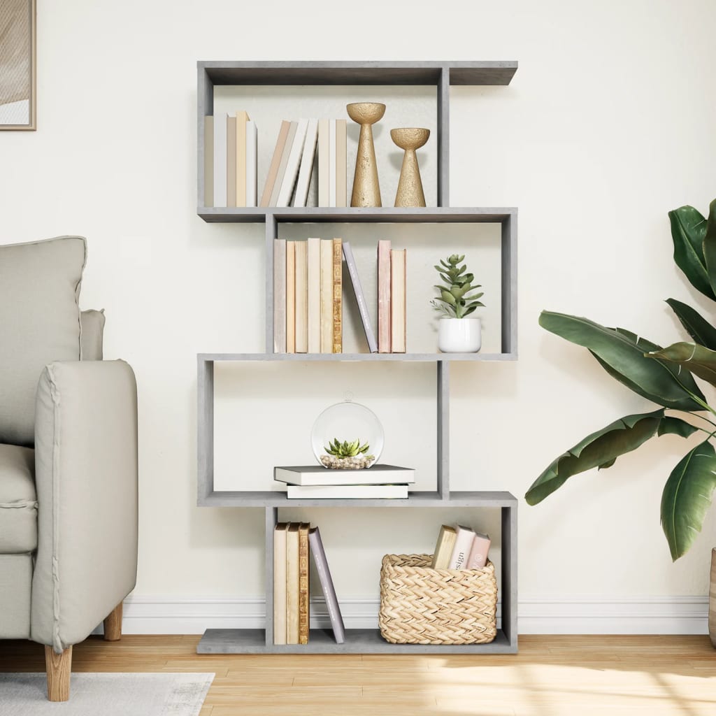 Kamerscherm / boekenkast 4-laags 70x24x129 cm hout betongrijs