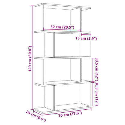 Kamerscherm / boekenkast 4-laags 70x24x129 cm hout betongrijs