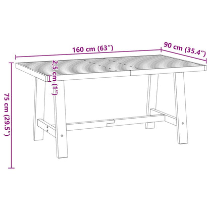Eettafel NOAIN A-vormige poten 160x90x75 cm massief hout
