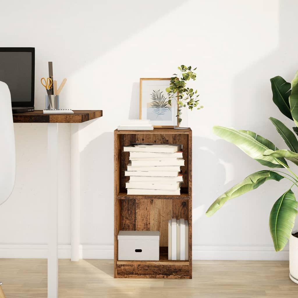 Boekenkast 40x24x76 cm bewerkt hout oud houtkleurig