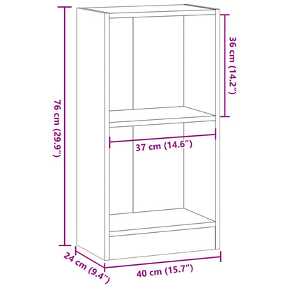 Boekenkast 40x24x76 cm bewerkt hout oud houtkleurig