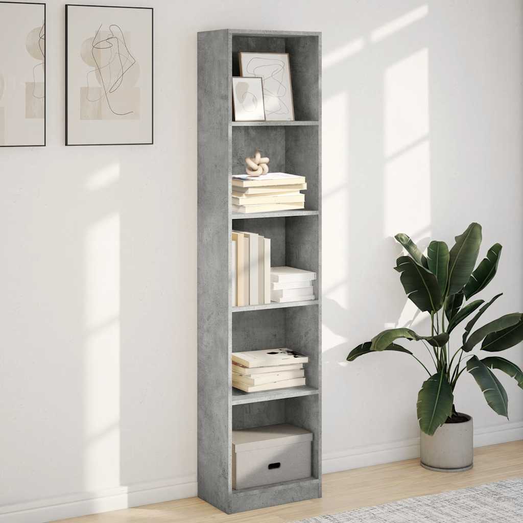 Boekenkast 40x24x176 cm bewerkt hout betongrijs