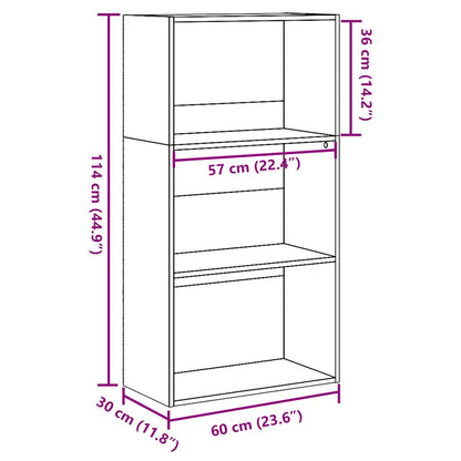 Boekenkast 60x30x114 cm bewerkt hout betongrijs