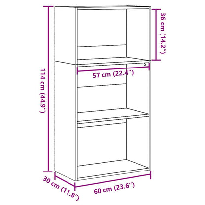 Boekenkast 60x30x114 cm bewerkt hout grijs sonoma eikenkleurig