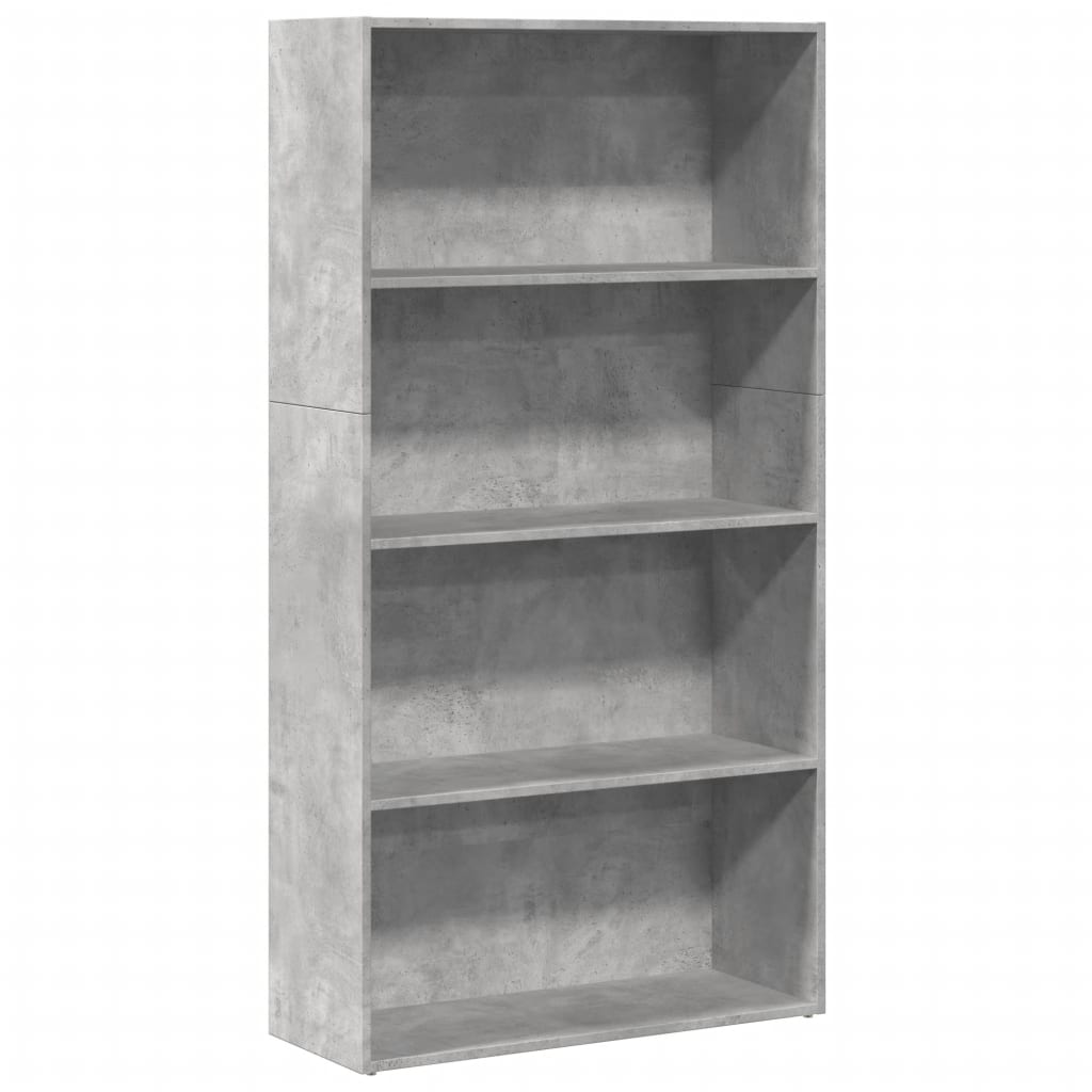 Boekenkast 80x30x152 cm bewerkt hout betongrijs