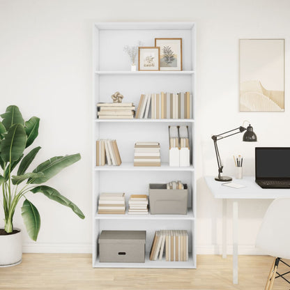 Boekenkast 80x30x189 cm bewerkt hout wit
