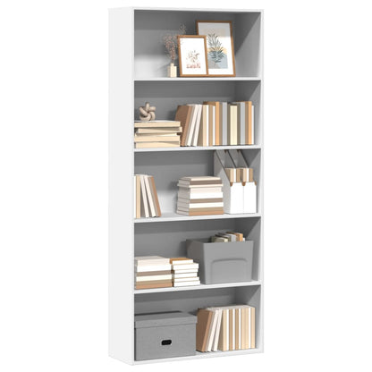Boekenkast 80x30x189 cm bewerkt hout wit